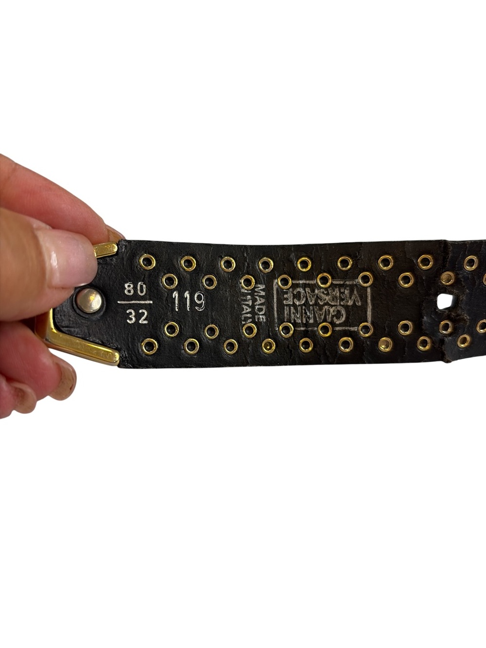 Rare Vintage Gianni Versace Medusa Studded Leather Belt - Picture 15 of 16